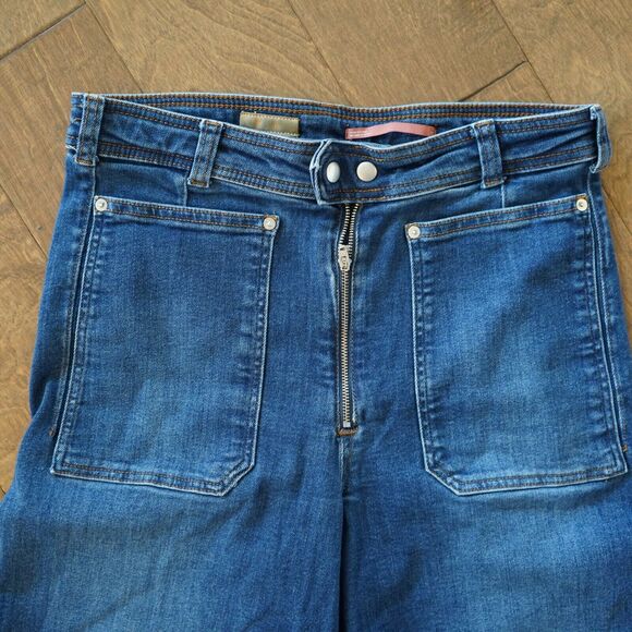 Anthropologie Pilcro Exposed‎ Zipper Crop Stretch Blue Jeans Size 30 - Picture 5 of 6
